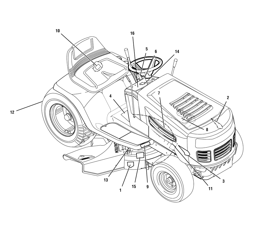 Decals Diagram and Parts List for 7800281-405628X51 2008 Briggs and Stratton Lawn Tractor